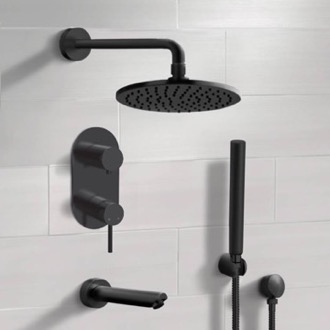 Tub and Shower Faucet Matte Black Tub and Shower System With 8